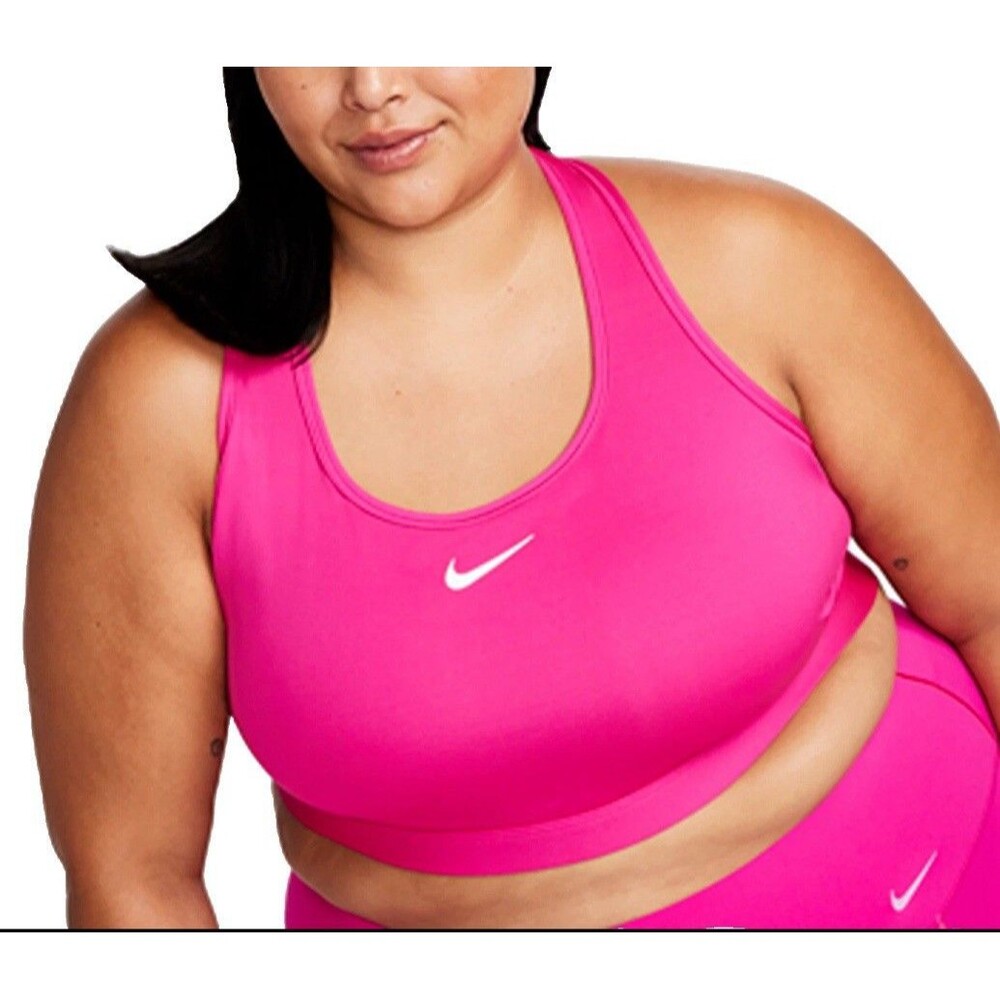 Nike Swoosh Plus Dri-Fit Medium Support Padded Pink Sports Bra Sz 2X